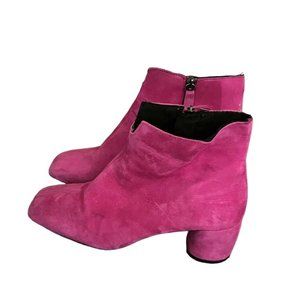 Topshop Marilo Block Heel Suede Bootie Fuschia Size 6.5